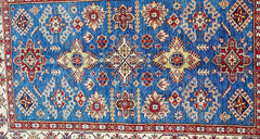 183 x 121 cm Super Kazak Wool Pakistan Traditional Blue Rug - Rugoutlet