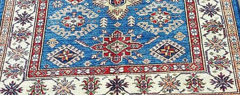 183 x 121 cm Super Kazak Wool Pakistan Traditional Blue Rug - Rugoutlet