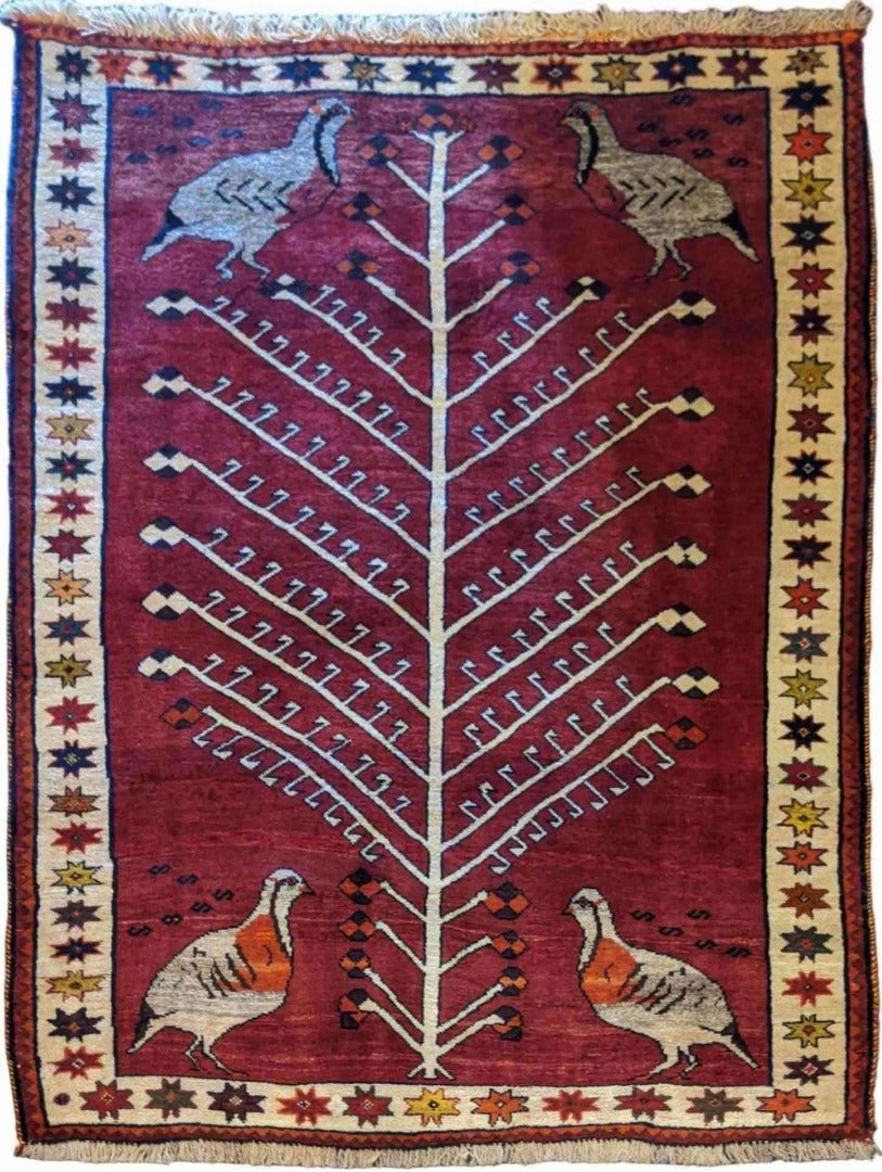 183 x 125 cm Qashqai Tribal Red Rug - Rugoutlet