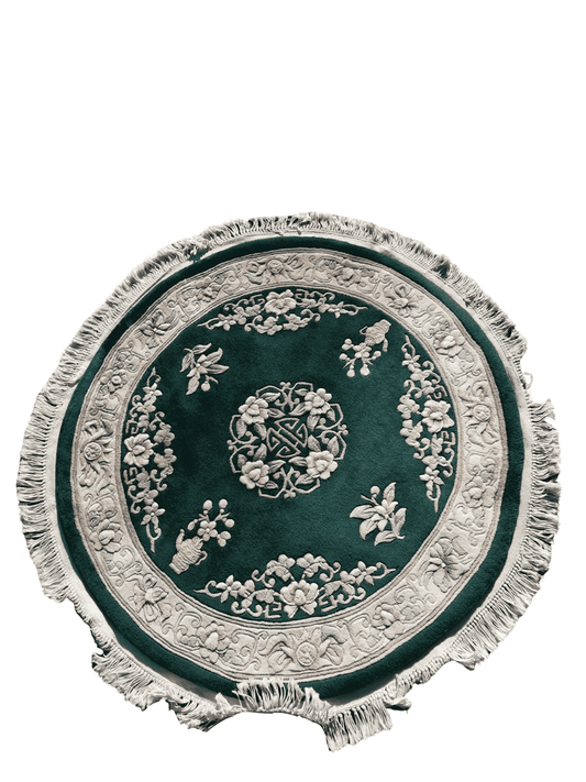 183D Chinese Green Wool Round Green Rug - Rugmaster