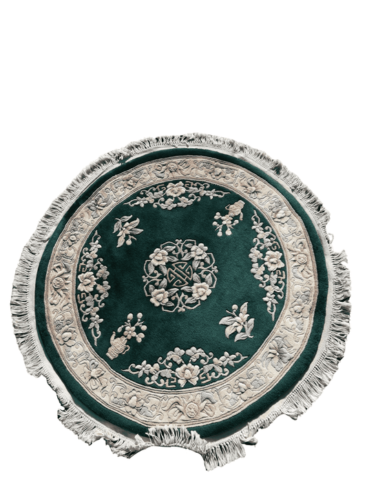 183D Chinese Green Wool Round Green Rug - Rugmaster