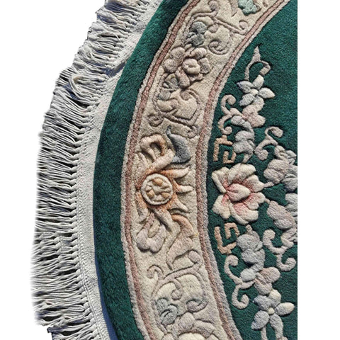 183D Chinese GreeNew wool Round Green Rug - Rugoutlet