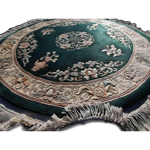 183D Chinese GreeNew wool Round Green Rug - Rugoutlet