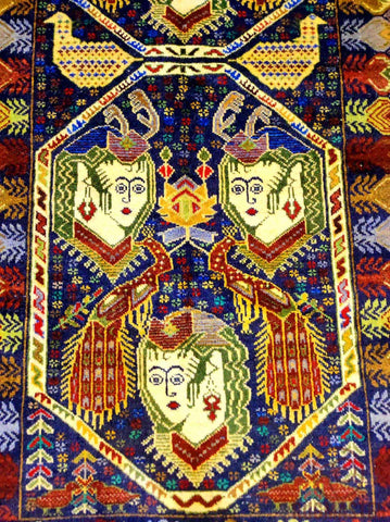 183 x 92 cm Pakistan Baluch hand-knotted Rug Yellow Colour - Rugoutlet