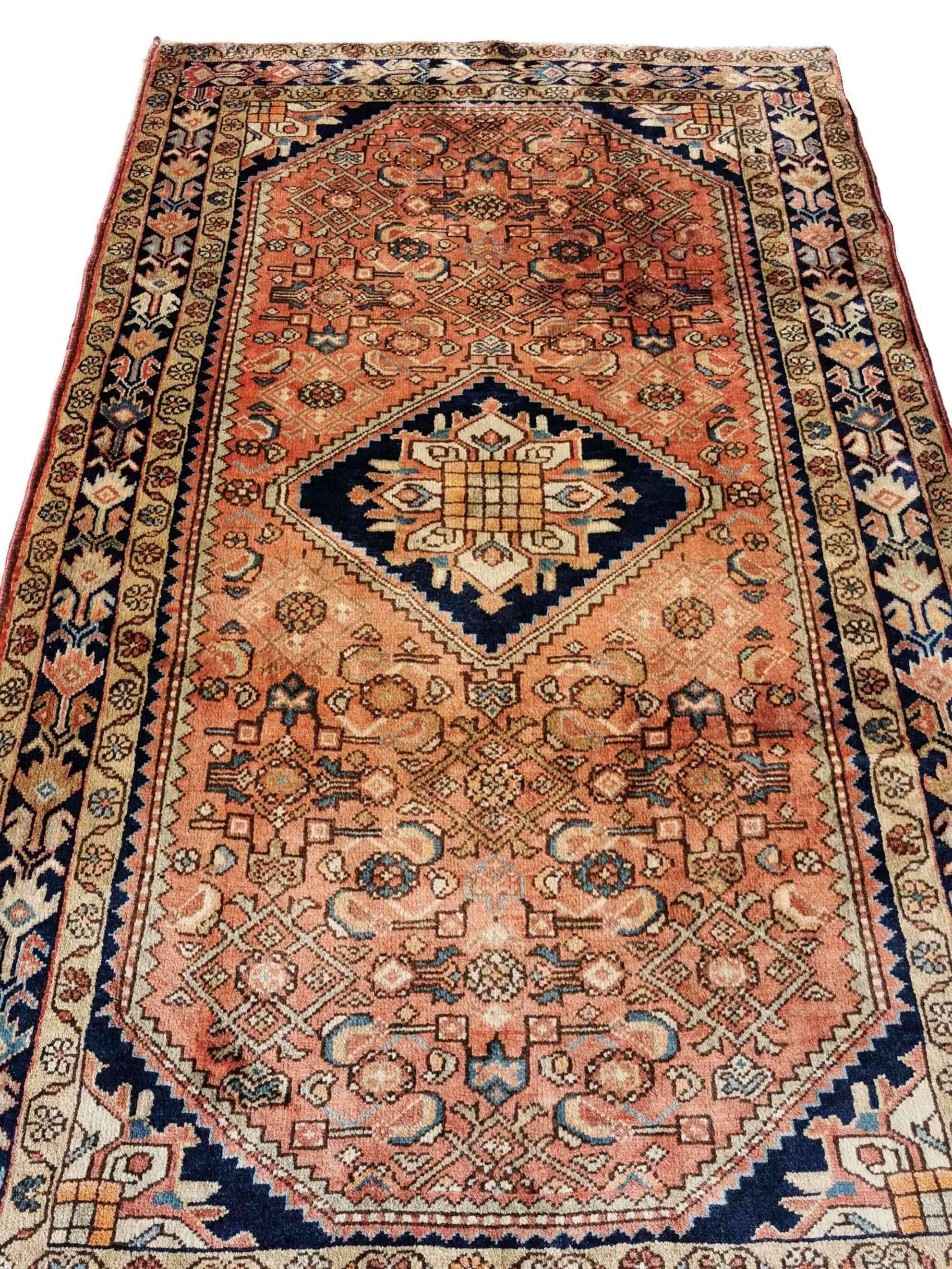 185 x 120 cm Hamedan Persian Traditional Brown Rug - Rugoutlet