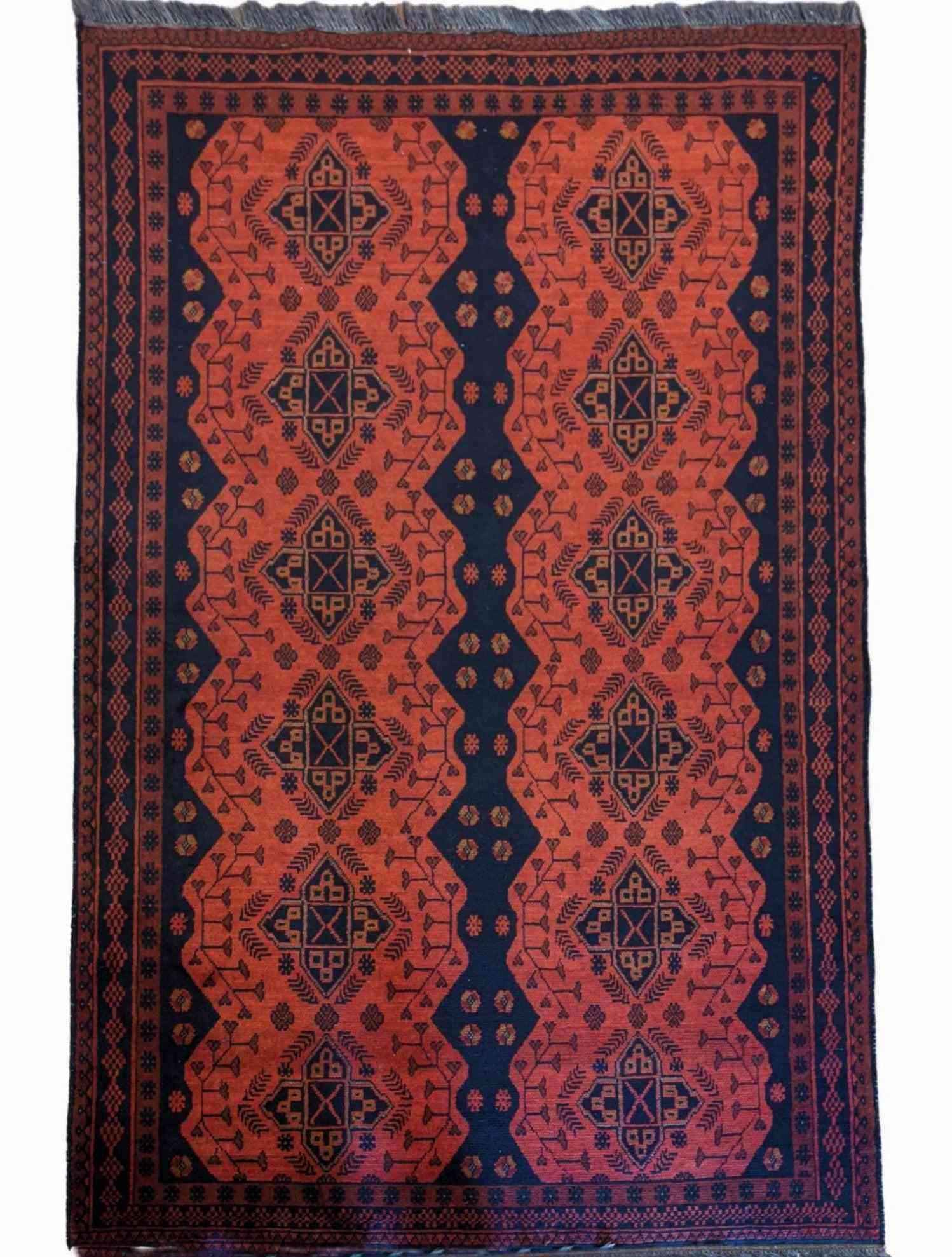 185 x 124 cm Afghan Khan Tribal Orange Rug - Rugoutlet