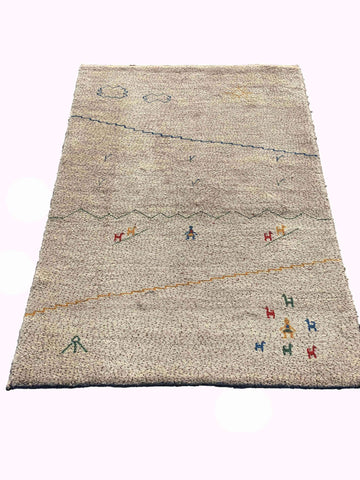 185 x 145 cm Nomadic Persian Gabbeh Tribal Grey Rug - Rugoutlet