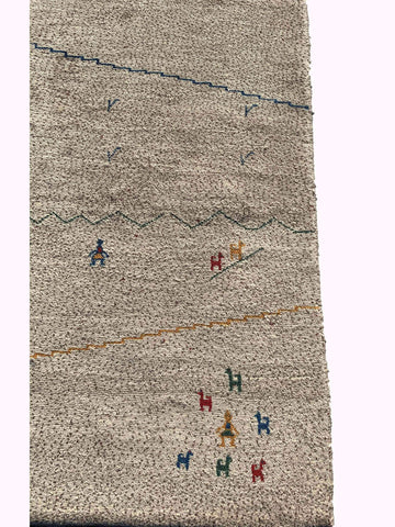 185 x 145 cm Nomadic Persian Gabbeh Tribal Grey Rug - Rugoutlet