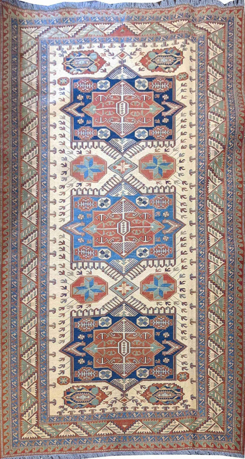 185 x 157 cm Kazak Sumak Yellow Rug - Rugoutlet