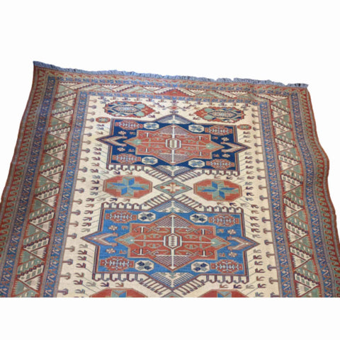 185 x 157 cm Kazak Sumak Yellow Rug - Rugoutlet