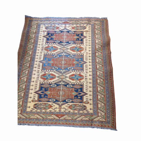 185 x 157 cm Kazak Sumak Yellow Rug - Rugoutlet