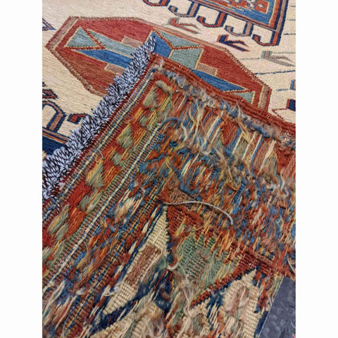 185 x 157 cm Kazak Sumak Yellow Rug - Rugoutlet