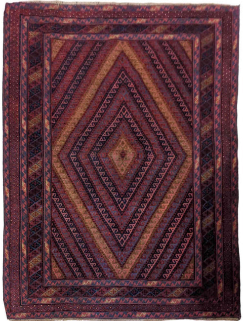 185 x 158 cm Afghan Mushwani Tribal Red Rug - Rugoutlet