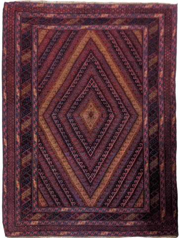 185 x 158 cm Afghan Mushwani Tribal Red Rug - Rugoutlet
