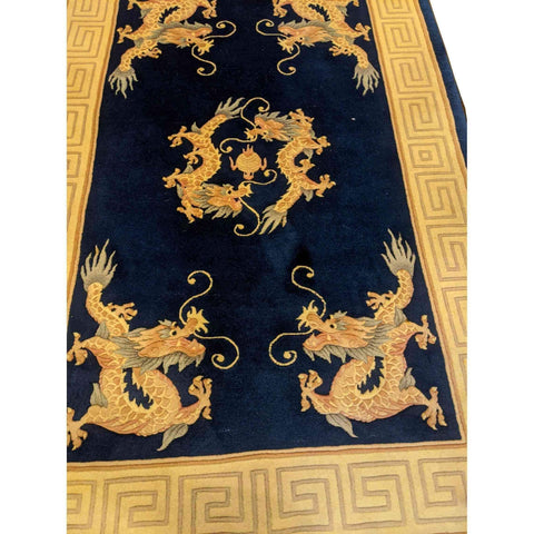 186 x 120 cm chinese Traditional Blue Rug - Rugoutlet