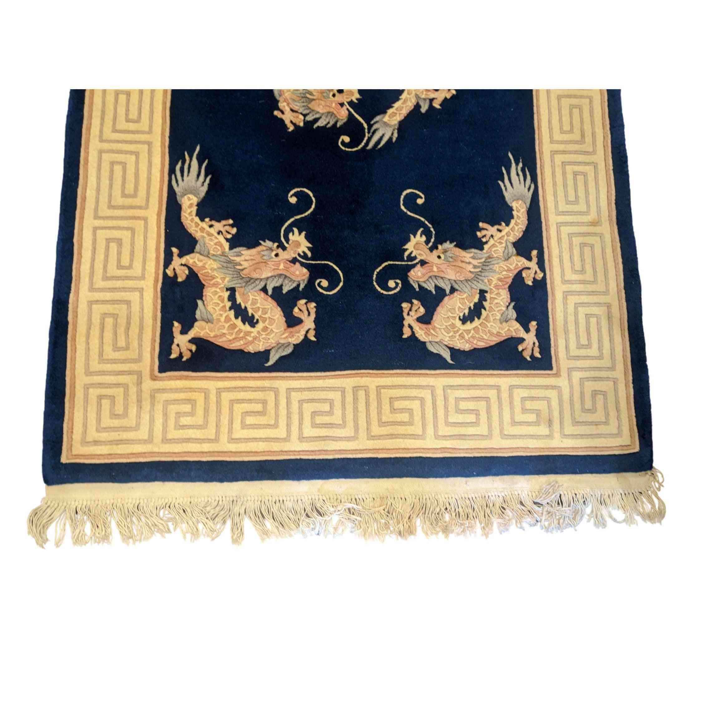 186 x 120 cm chinese Traditional Blue Rug - Rugmaster