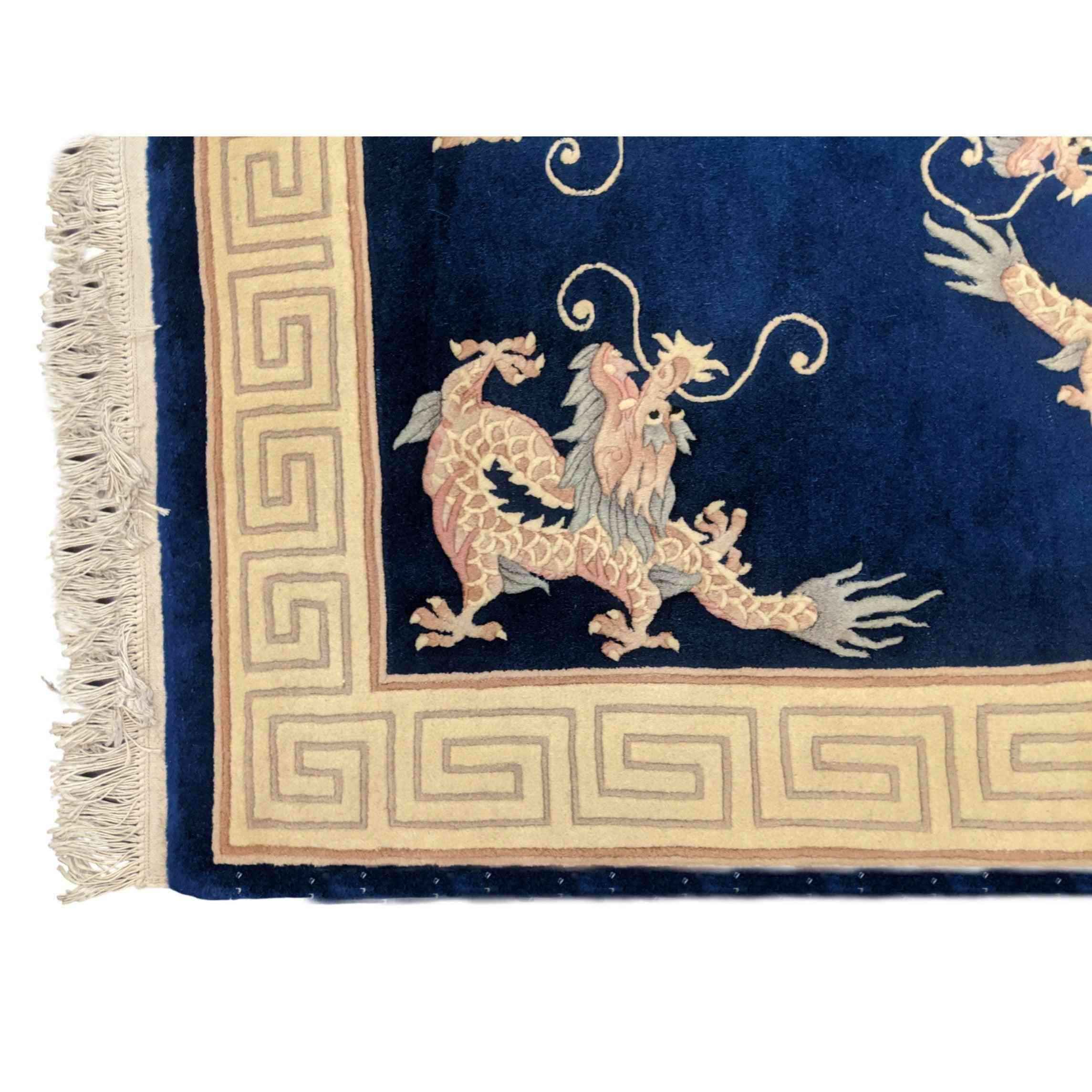 186 x 120 cm chinese Traditional Blue Rug - Rugoutlet