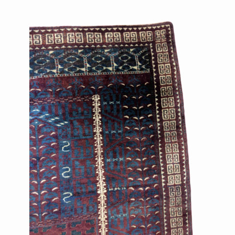 187 x 120 cm Turkaman Tribal Blue Rug - Rugmaster
