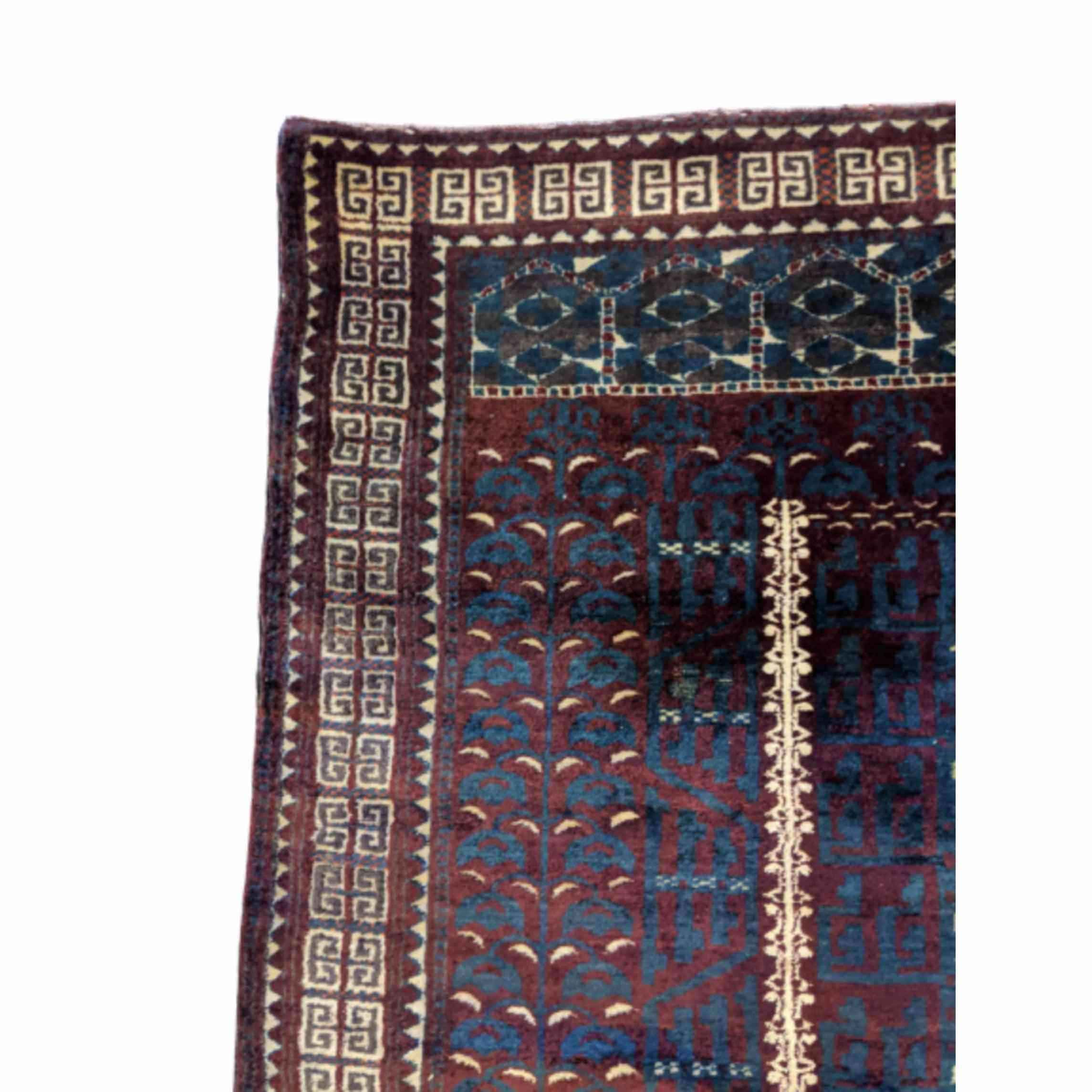 187 x 120 cm Turkaman Tribal Blue Rug - Rugmaster