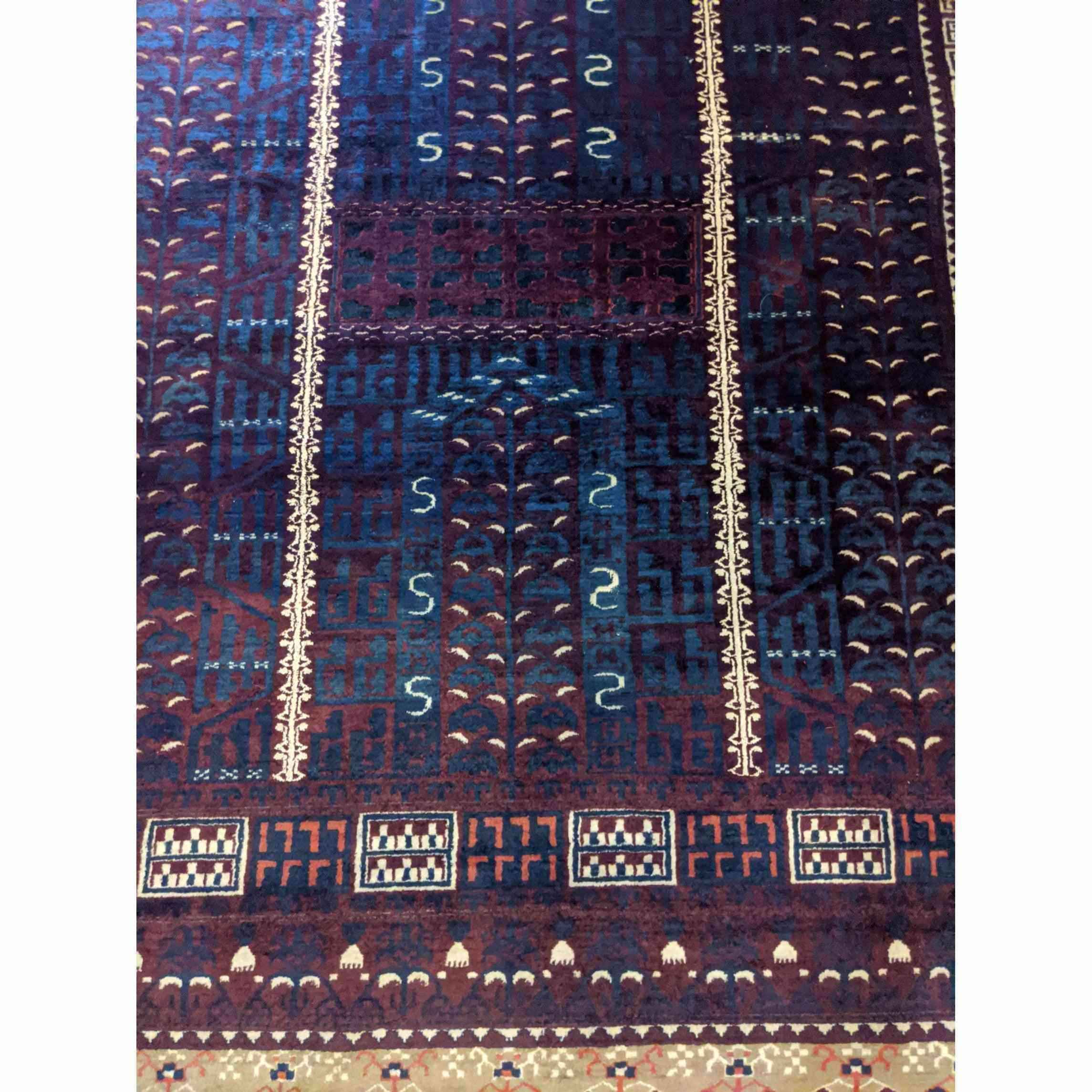 187 x 120 cm Turkaman Tribal Blue Rug - Rugmaster
