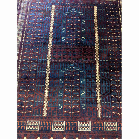 187 x 120 cm Turkaman Tribal Blue Rug - Rugmaster