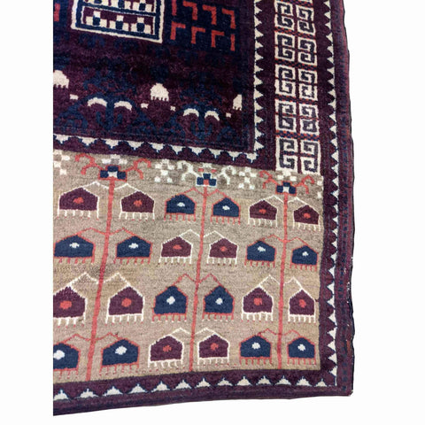 187 x 120 cm Turkaman Tribal Blue Rug - Rugmaster