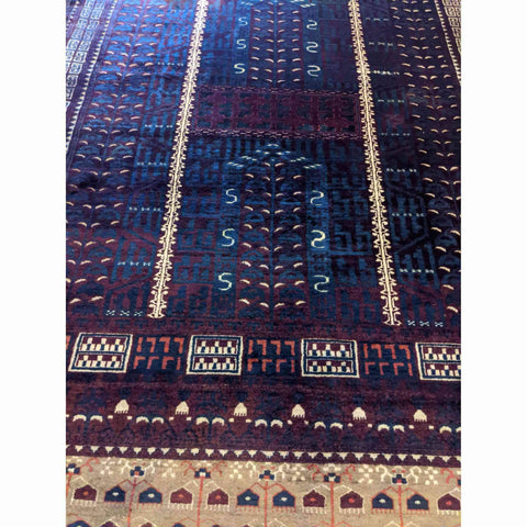 187 x 120 cm Turkaman Tribal Blue Rug - Rugmaster