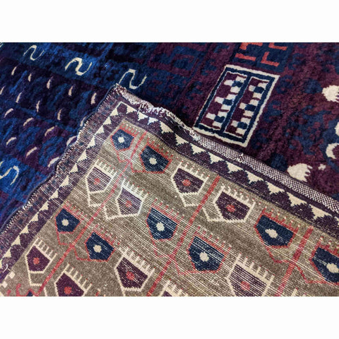 187 x 120 cm Turkaman Tribal Blue Rug - Rugmaster