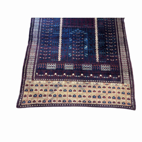 187 x 120 cm Turkaman Tribal Blue Rug - Rugmaster