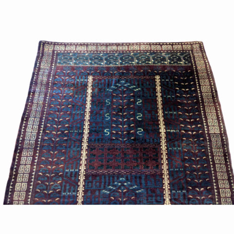 187 x 120 cm Turkaman Tribal Blue Rug - Rugmaster