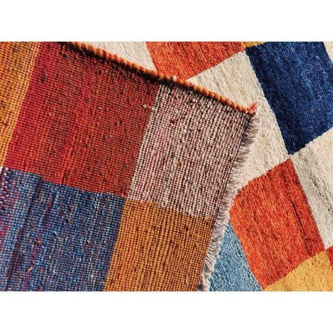 188 x 116 cm Handmade Persian Tribal Gabbeh Tribal White Rug - Rugoutlet
