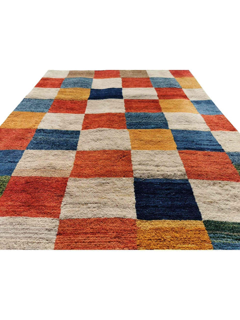 188 x 116 cm Handmade Persian Tribal Gabbeh Tribal White Rug - Rugoutlet