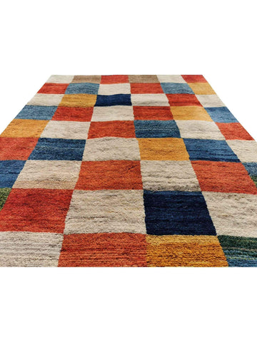 188 x 116 cm Handmade Persian Tribal Gabbeh Tribal White Rug - Rugoutlet
