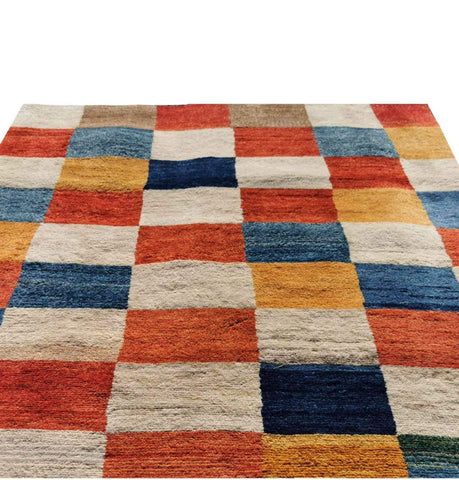 188 x 116 cm Handmade Persian Tribal Gabbeh Tribal White Rug - Rugoutlet