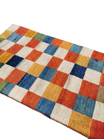 188 x 116 cm Handmade Persian Tribal Gabbeh Tribal White Rug - Rugoutlet