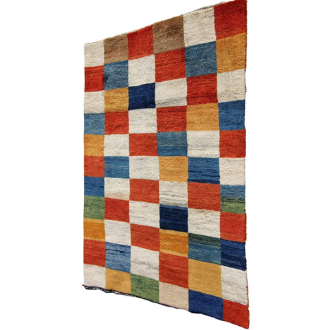 188 x 116 cm Handmade Persian Tribal Gabbeh Tribal White Rug - Rugoutlet