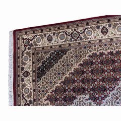 188 x 126 cm Tabriz Silk Wool Geometric Red Rug - Rugoutlet