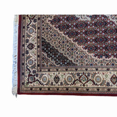 188 x 126 cm Tabriz Silk Wool Geometric Red Rug - Rugmaster