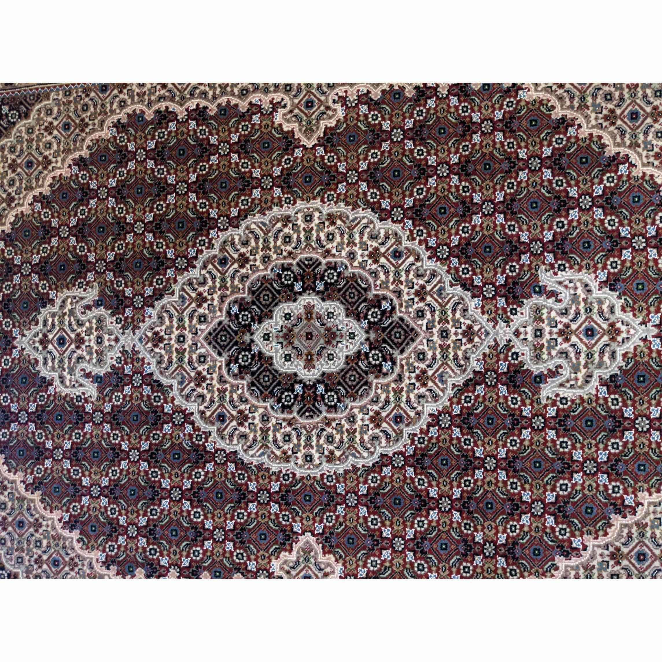 188 x 126 cm Tabriz Silk Wool Geometric Red Rug - Rugoutlet