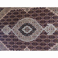 188 x 126 cm Tabriz Silk Wool Geometric Red Rug - Rugmaster