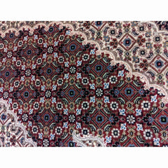 188 x 126 cm Tabriz Silk Wool Geometric Red Rug - Rugoutlet