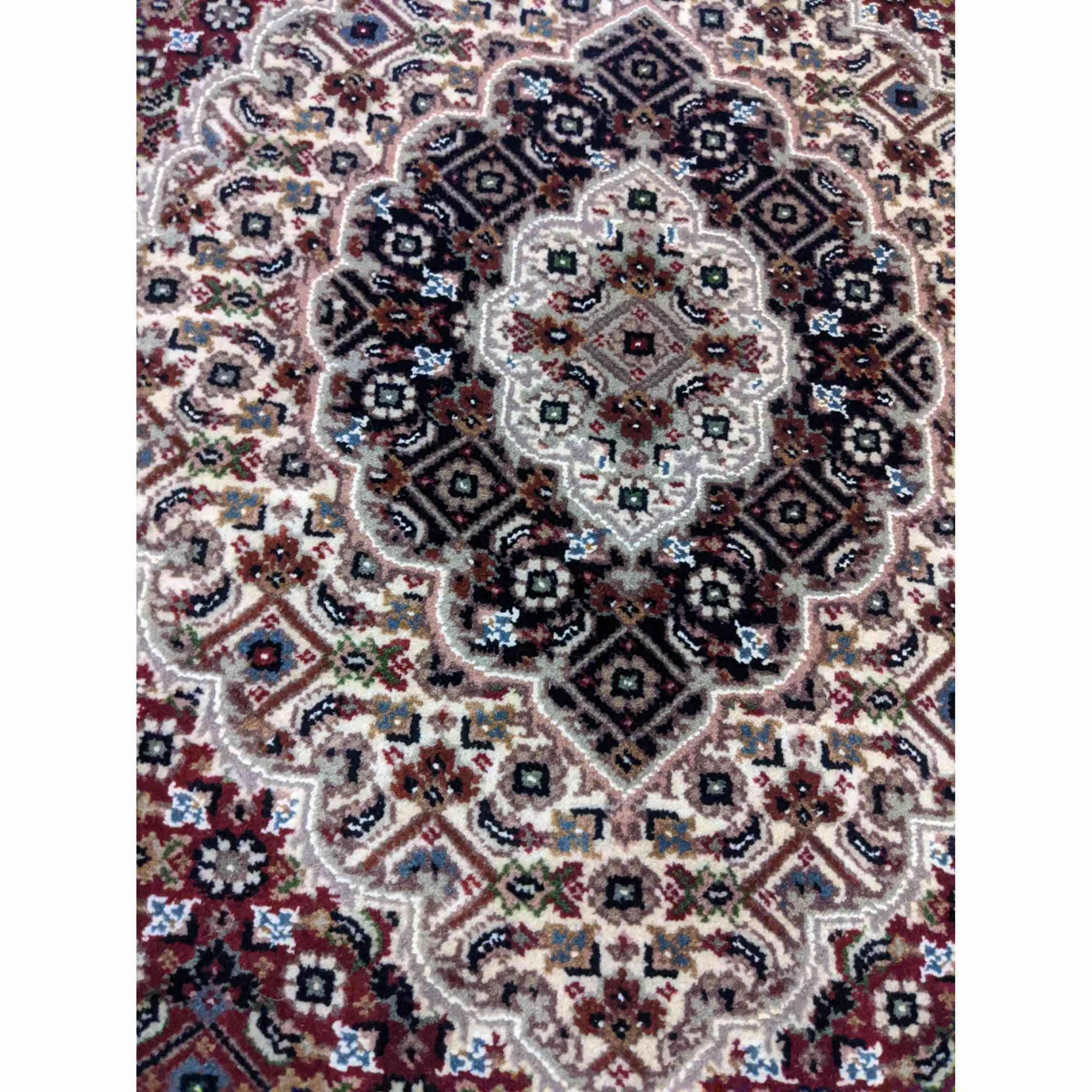 188 x 126 cm Tabriz Silk Wool Geometric Red Rug - Rugmaster