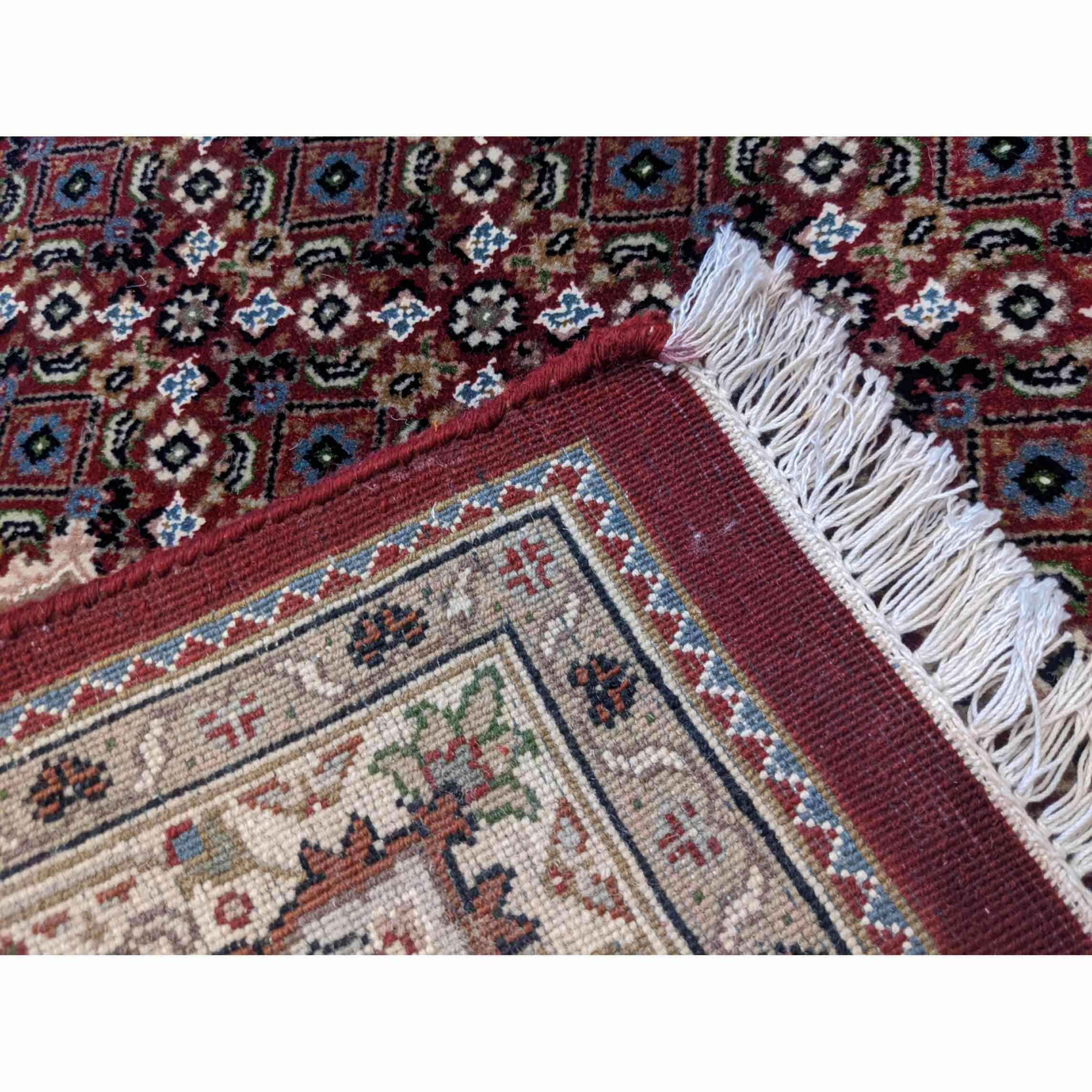 188 x 126 cm Tabriz Silk Wool Geometric Red Rug - Rugoutlet