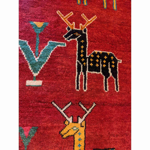 190 x 107 cm Traditional Handmade Shiraz Traditional Red Rug - Rugmaster