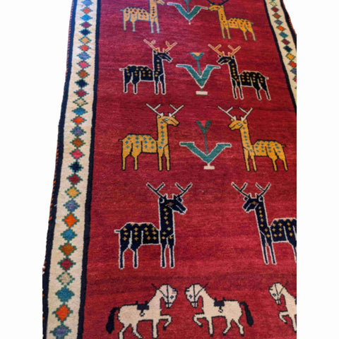 190 x 107 cm Traditional Handmade Shiraz Traditional Red Rug - Rugoutlet