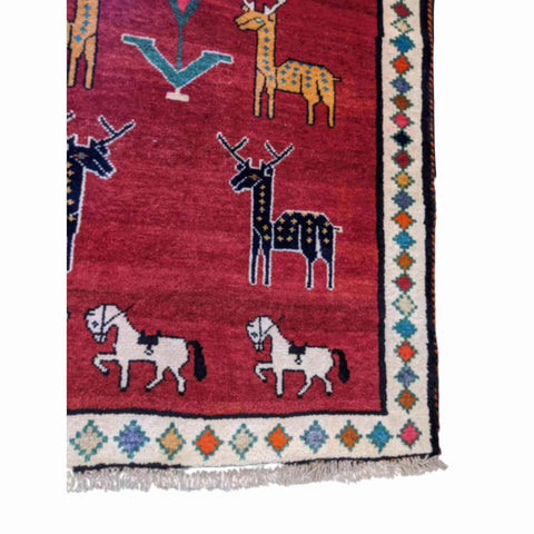 190 x 107 cm Traditional Handmade Shiraz Traditional Red Rug - Rugoutlet