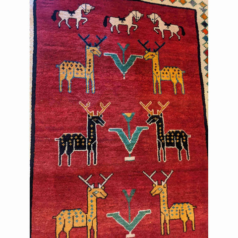 190 x 107 cm Traditional Handmade Shiraz Traditional Red Rug - Rugoutlet
