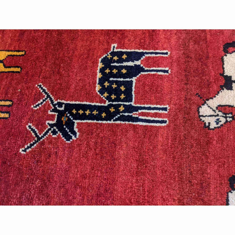 190 x 107 cm Traditional Handmade Shiraz Traditional Red Rug - Rugmaster