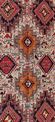 190 x 116 cm Kilim Sumak Persian Red Tribal Red Rug - Rugoutlet