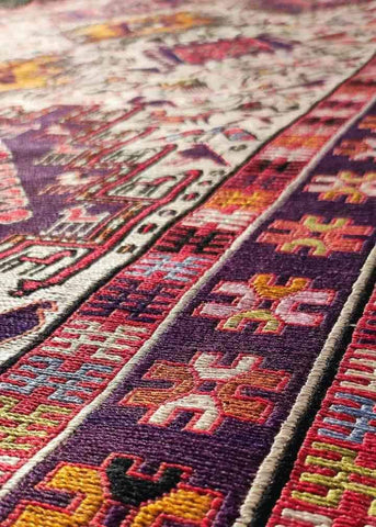 190 x 116 cm Kilim Sumak Persian Red Tribal Red Rug - Rugoutlet